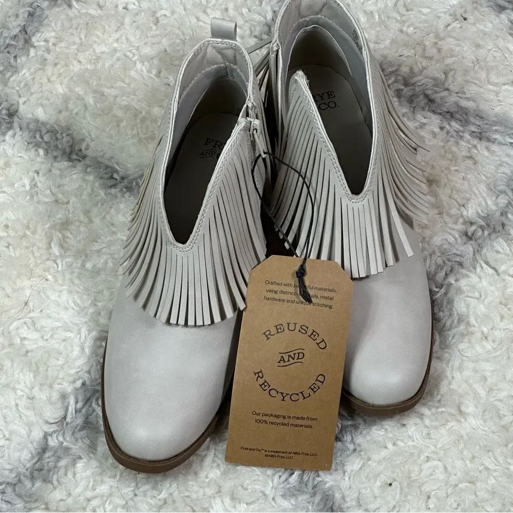 FRYE AND CO. Cream Fringe Ankle Booties - Picture 2 of 9